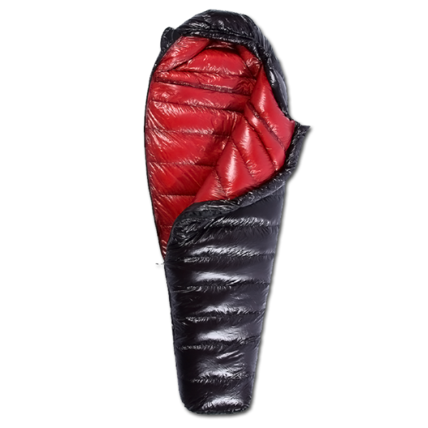 Goose down sleeping bag black red kolon 10d nylon